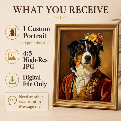 Weiteres Gestaltungsbeispiel: Königliches Porträt eines Australian Shepherd
