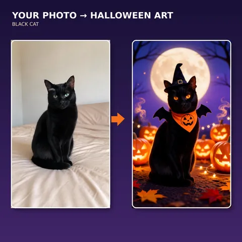 Weiteres Gestaltungsbeispiel: Individuelles Halloween-Katzenporträt