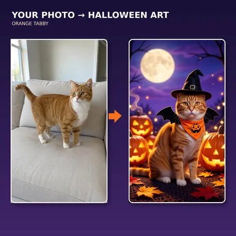 Weiteres Gestaltungsbeispiel: Individuelles Halloween-Katzenporträt